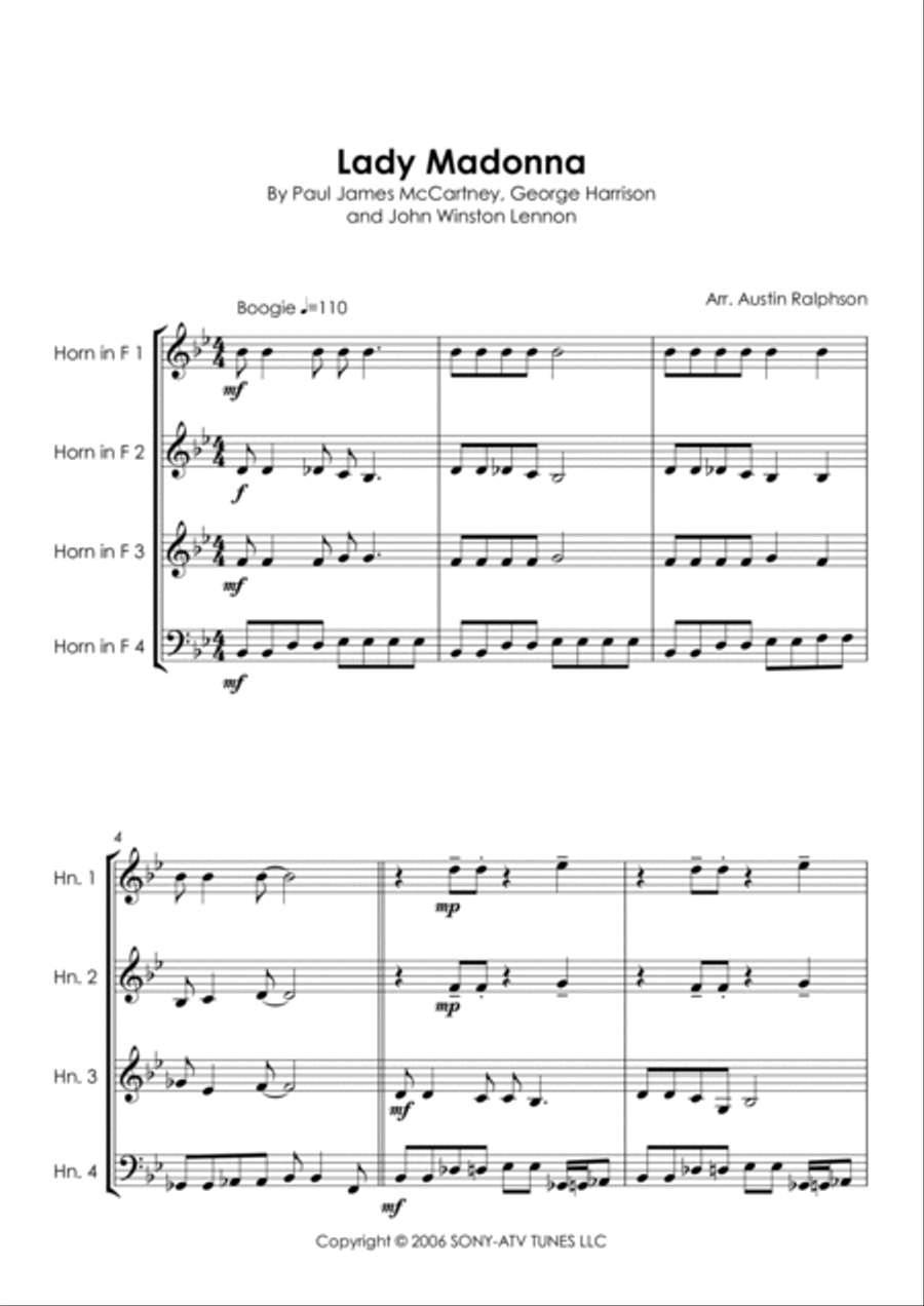 Lady Madonna Brass Ensemble scores gallery preview page 5
