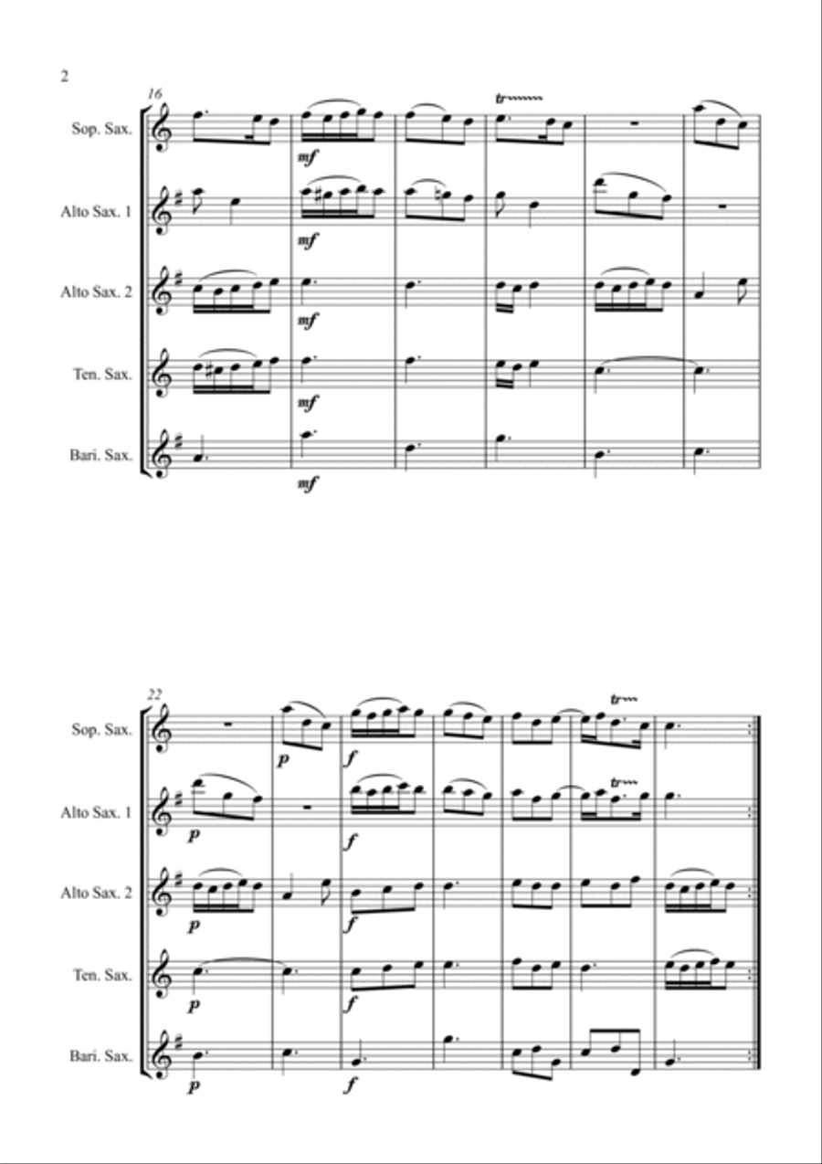 Trio Sonata Op. 2 No. 8 4th Movement - for Saxophone Quintet Trio Sonata Op. 2 No. 8 4th Movement - for Saxophone Quintet Saxophone Quintet scores gallery preview page 2