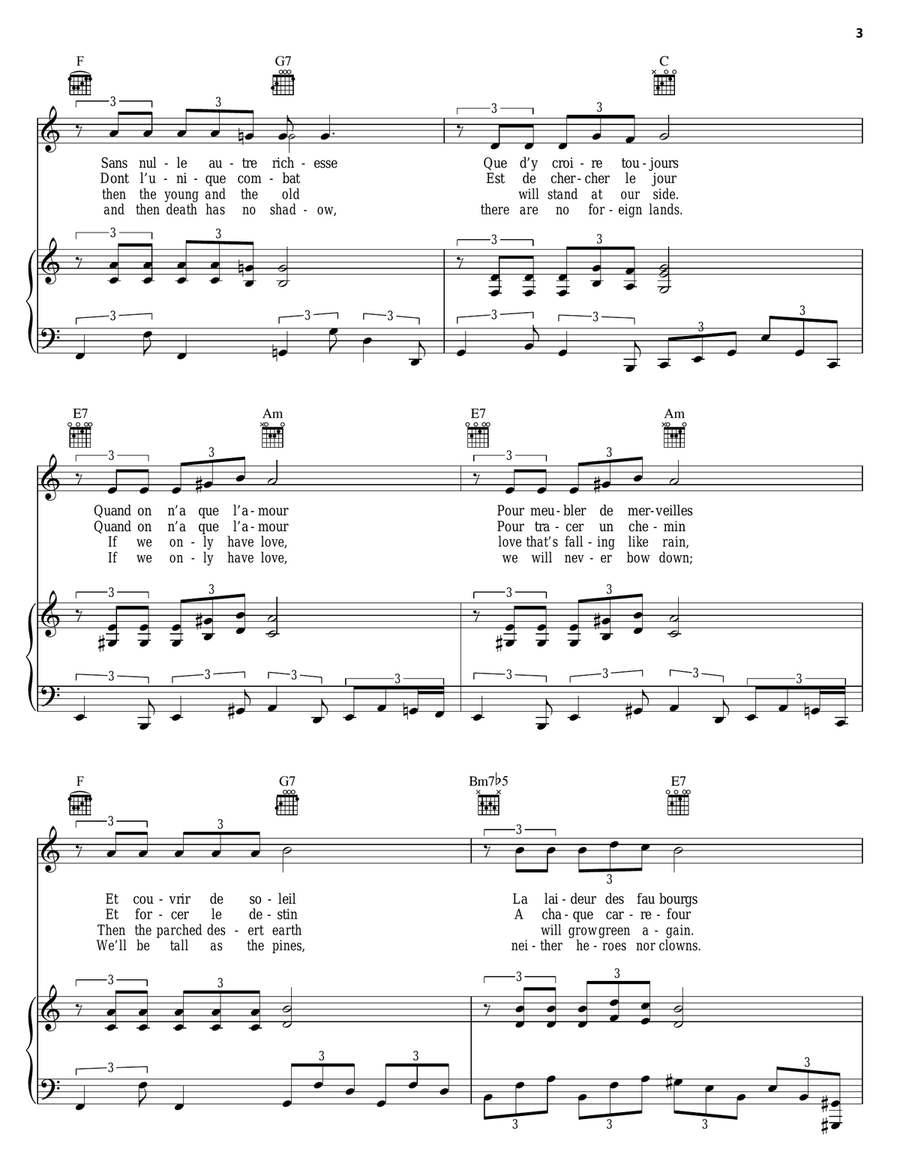 If We Only Have Love (Quand On N'a Que L'amour) Guitar scores gallery preview page 3