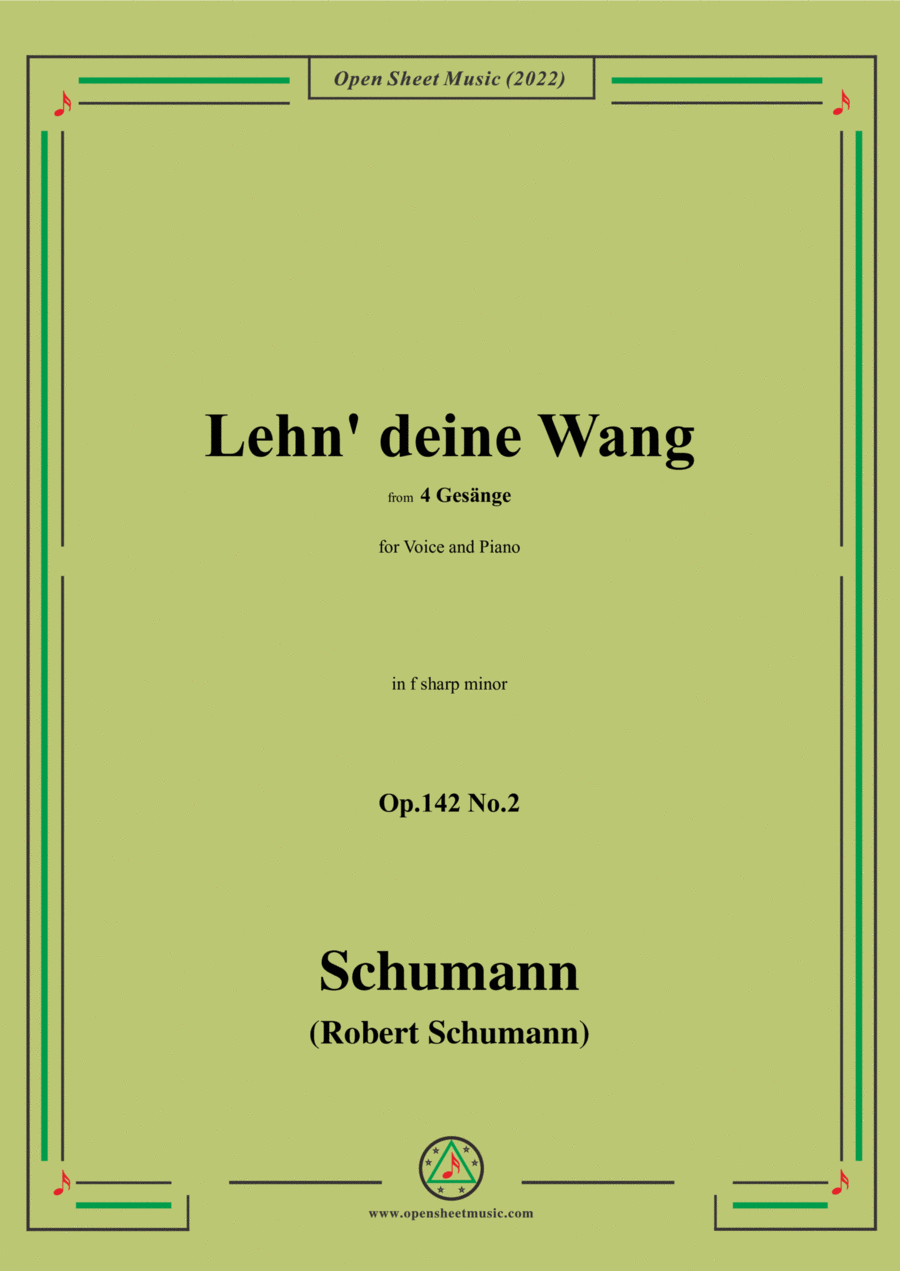 Schumann-Lehn deine Wang,Op.142 No.2,in f sharp minor Voice scores gallery preview page 1