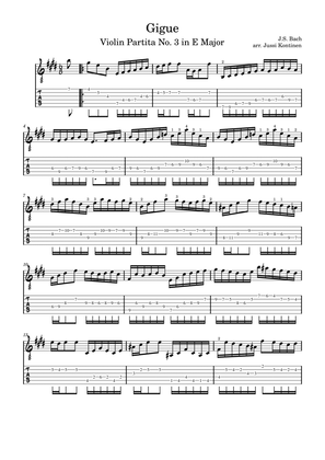 J.S. Bach: Gigue (from Violin Partita No. 3 in E Major) Adaptation for Electric Guitar