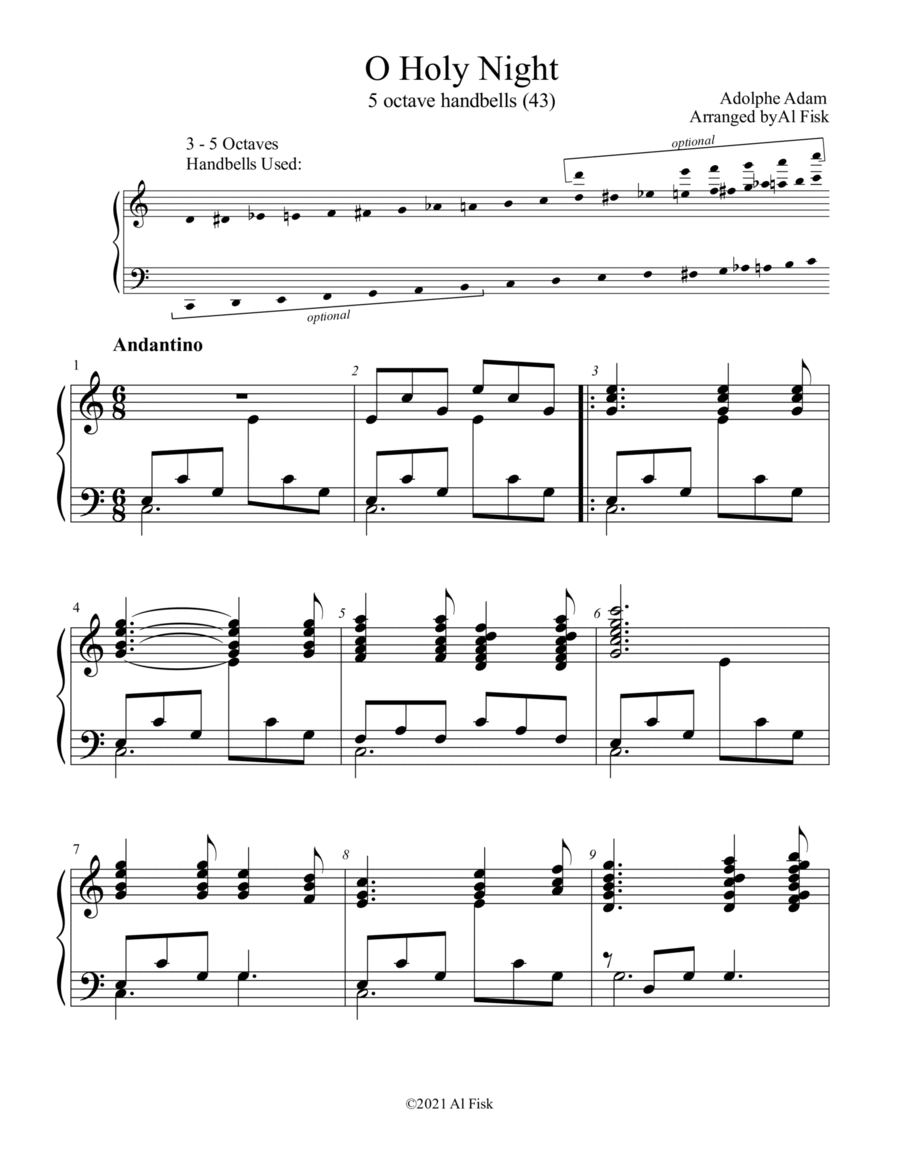 O Holy Night Handbell Choir scores gallery preview page 1