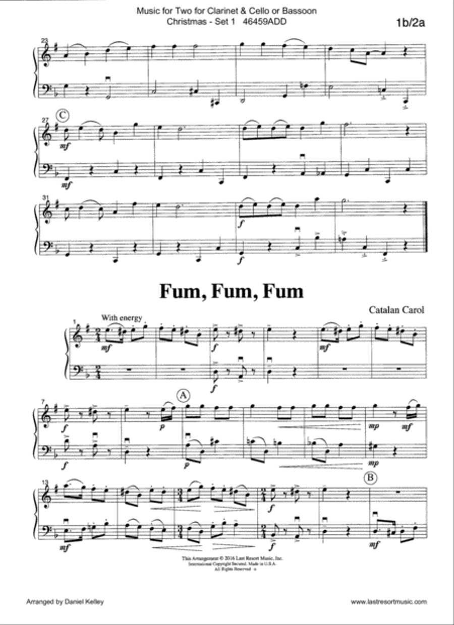 Christmas Duets for Clarinet and Cello or Clarinet & Bassoon - Set 1 - Music for Two Woodwind Ensemble scores gallery preview page 5