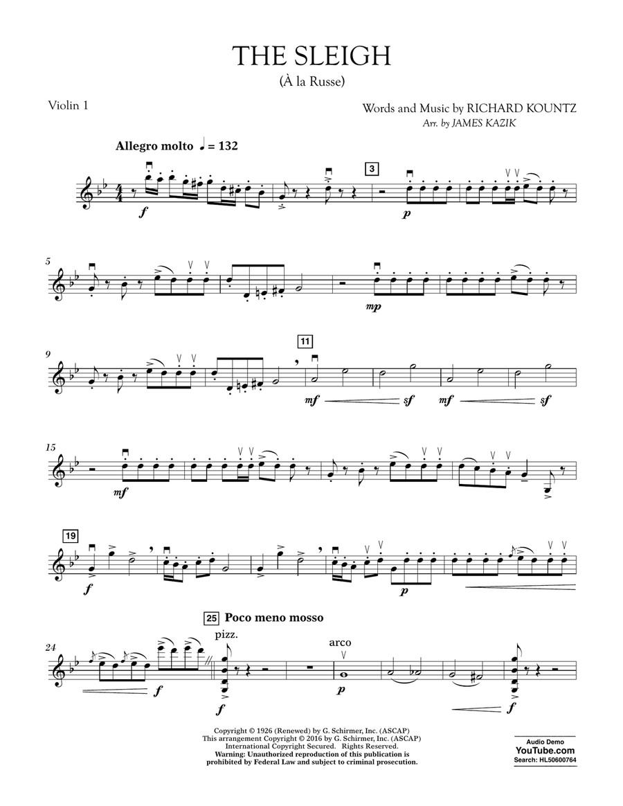 The Sleigh (À La Russe) - Violin 1 Orchestra scores gallery preview page 1