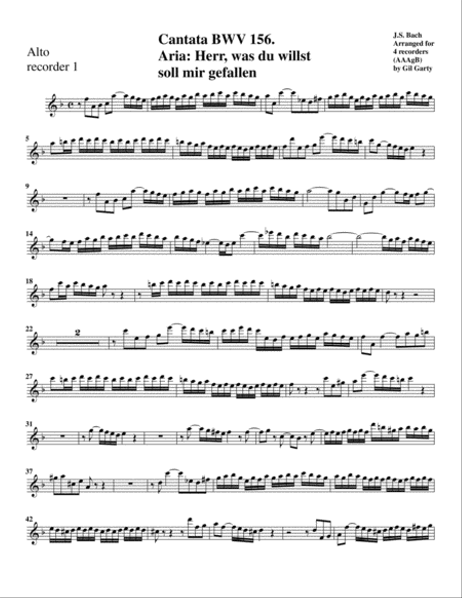 Herr, was du willst soll mir gefallen from cantata BWV 156 (arrangement for 4 recorders) Recorder scores gallery preview page 6