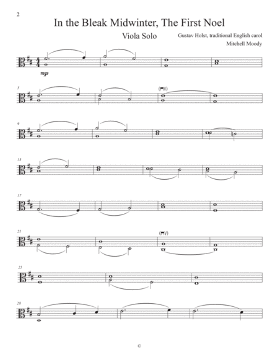 In the Bleak Midwinter and The First Noel Viola Solo scores gallery preview page 2