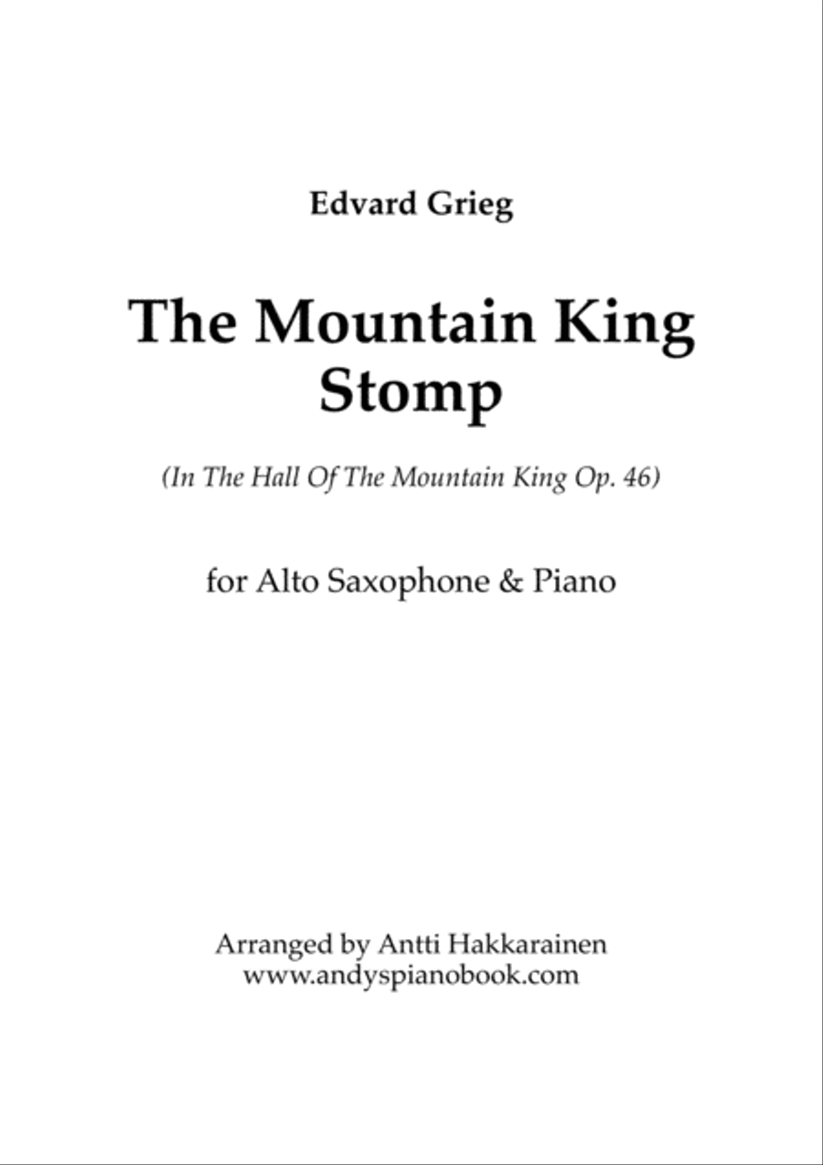 Book cover for The Mountain King Stomp (In The Hall Of The Mountain King) - Alto Saxophone & Piano