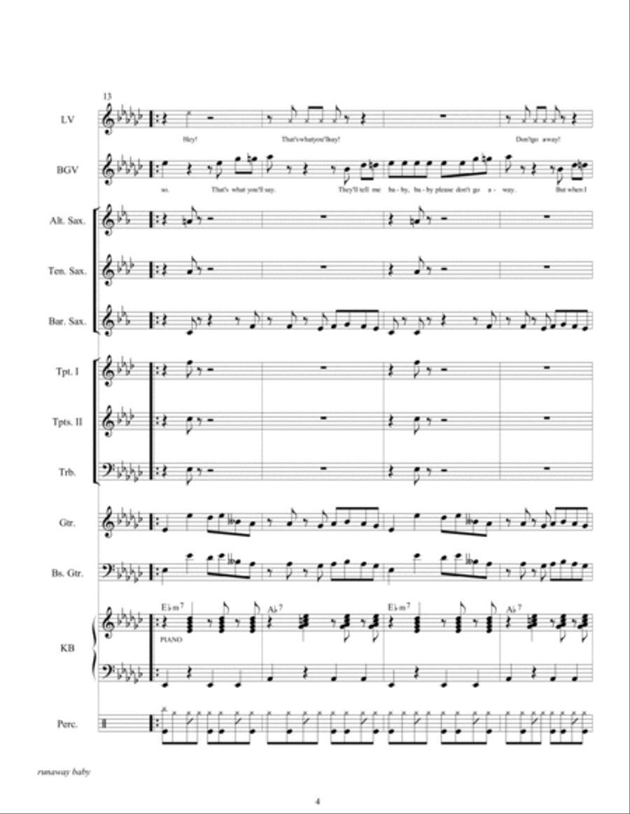 Runaway Baby Tenor Saxophone scores gallery preview page 6