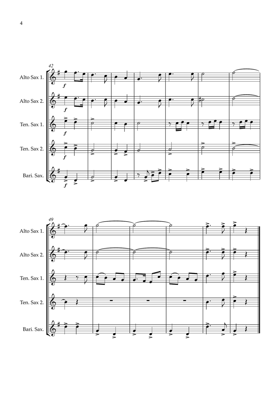 Joy To The World Sax quintet intermediate Saxophone Quintet scores gallery preview page 4