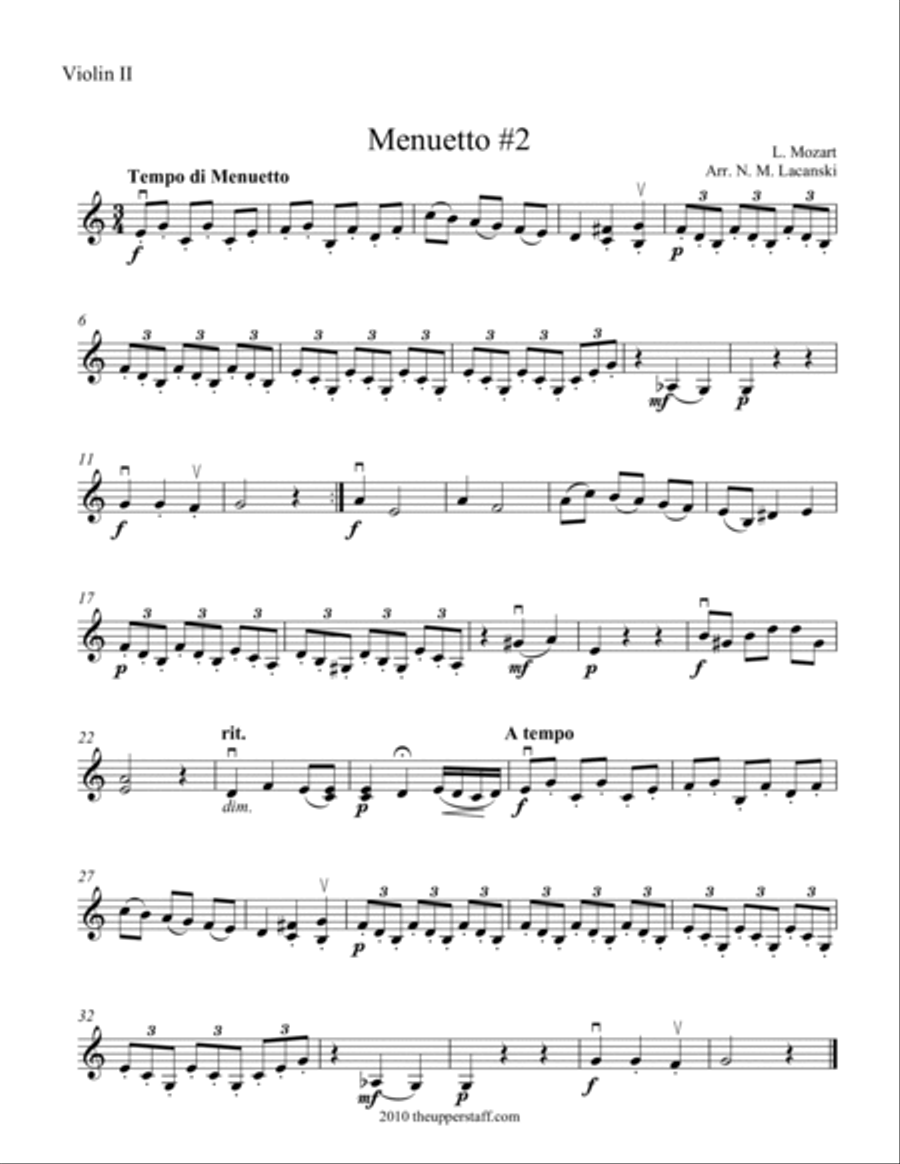 Menuetto #2 String Trio scores gallery preview page 2
