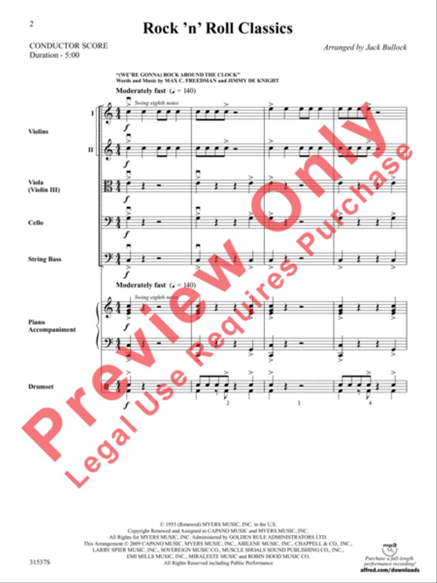 Rock 'n' Roll Classics (score only) String Orchestra scores gallery preview page 3