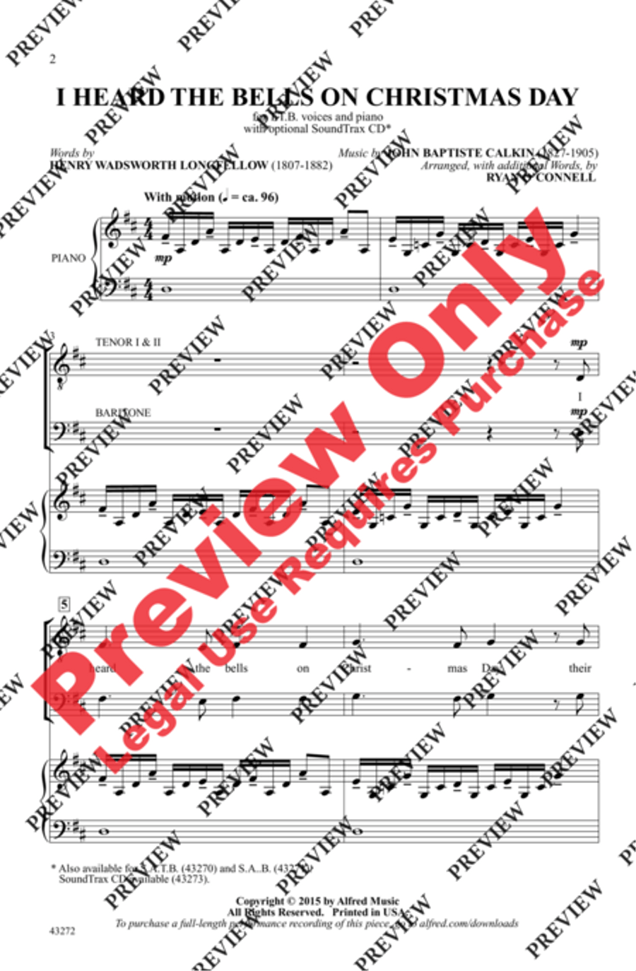 I Heard the Bells on Christmas Day Men's Choir scores gallery preview page 2