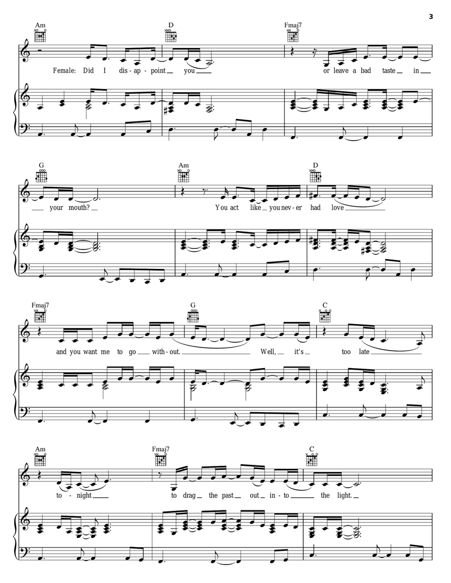 One One Piano, Vocal, Guitar scores gallery preview page 3
