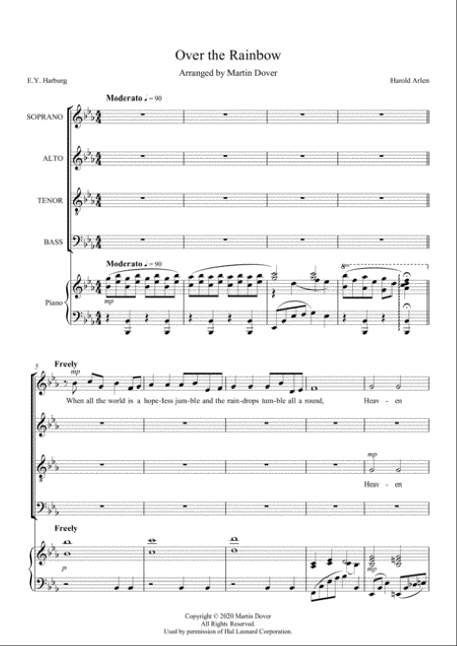 Over The Rainbow (from The Wizard Of Oz) 4-Part scores gallery preview page 1