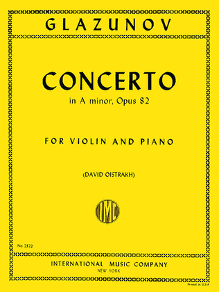 Book cover for Concerto in A minor, Op. 82
