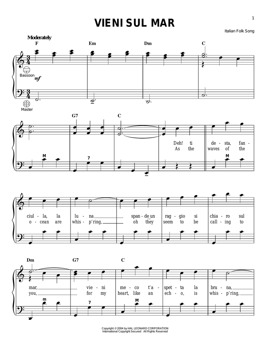 Vieni Sul Mar Accordion scores gallery preview page 1