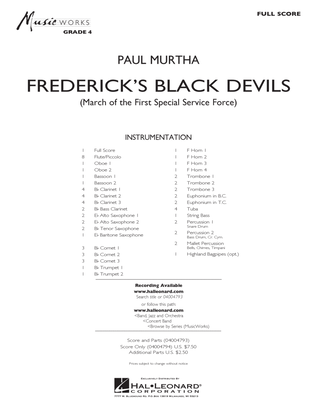 Book cover for Frederick's Black Devils - Conductor Score (Full Score)