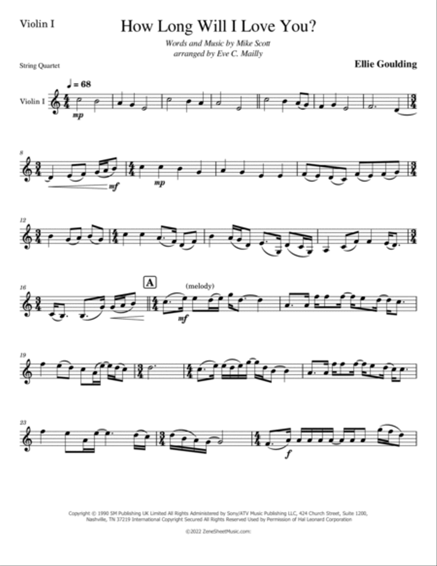How Long Will I Love You How Long Will I Love You String Quartet scores gallery preview page 6