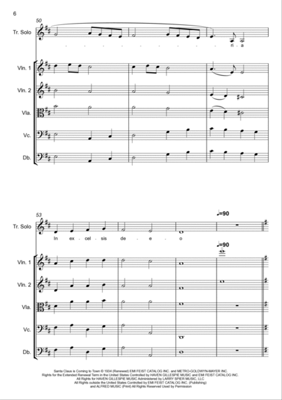 Santa Claus Is Comin' To Town Chamber Orchestra scores gallery preview page 6