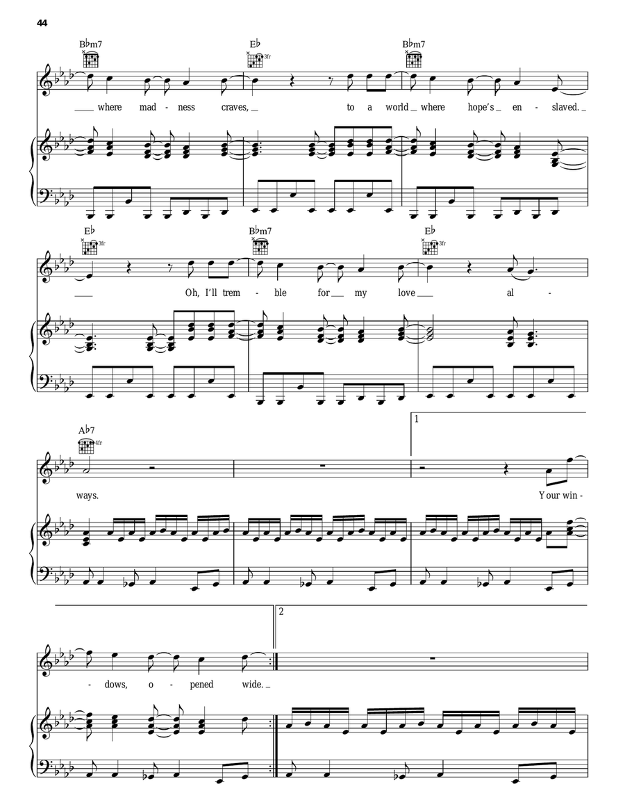 Tremble For My Beloved Piano, Vocal, Guitar scores gallery preview page 3