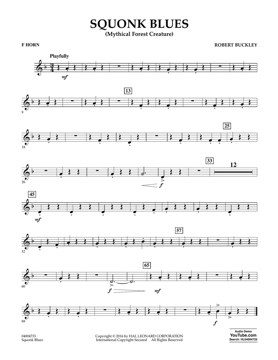 Squonk Blues - F Horn Squonk Blues - F Horn Concert Band scores gallery preview page 1