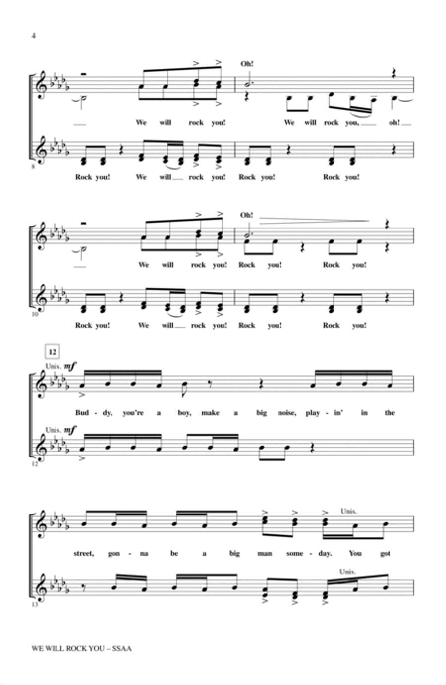 We Will Rock You (arr. Mark Brymer) SSA scores gallery preview page 2