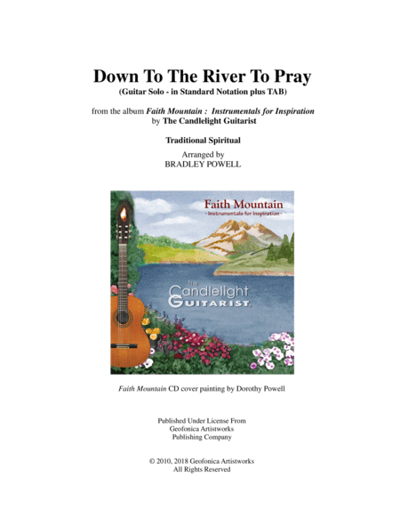 Down To The River To Pray (Guitar fingerstyle, in standard notation with TABS)