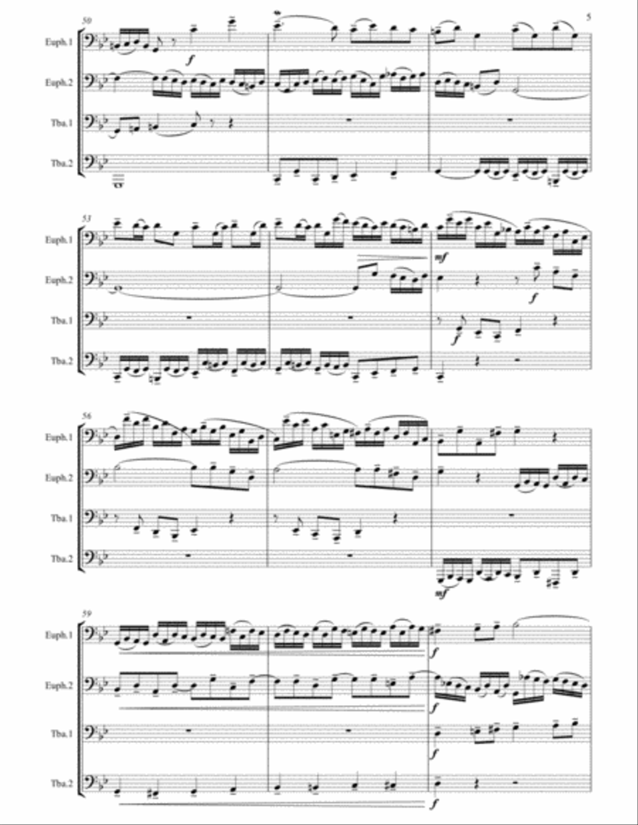 Little Fugue in G minor arranged for Tuba Quartet Tuba Quartet scores gallery preview page 6