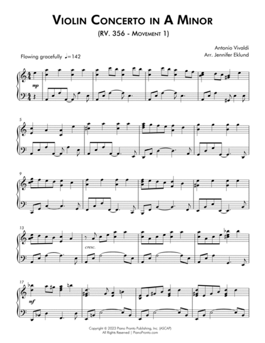 Violin Concerto in A Minor: Movement 1 (Advanced Piano Solo) image number null