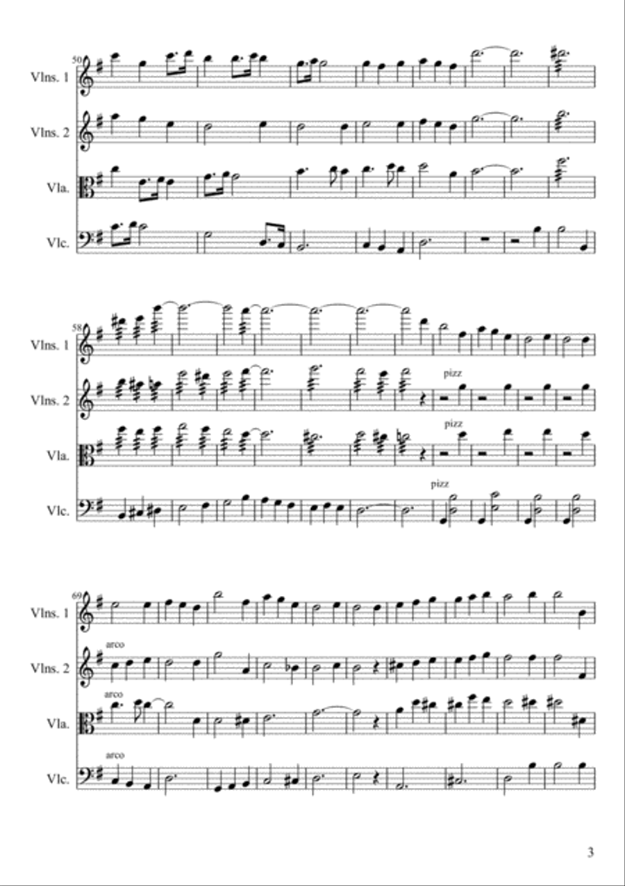 It Came Upon a Midnight Clear, Score and Parts String Quartet scores gallery preview page 3