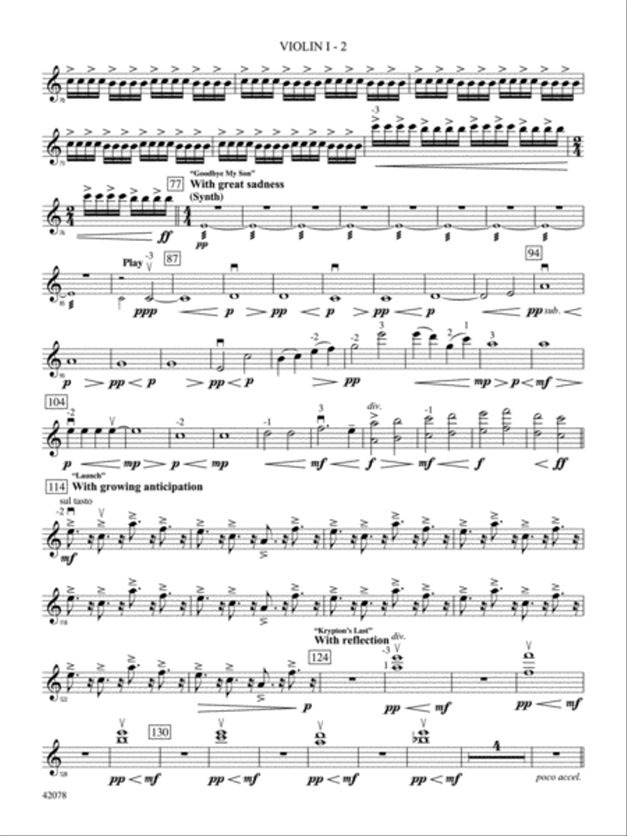 Man of Steel, Selections from: 1st Violin Full Orchestra scores gallery preview page 2