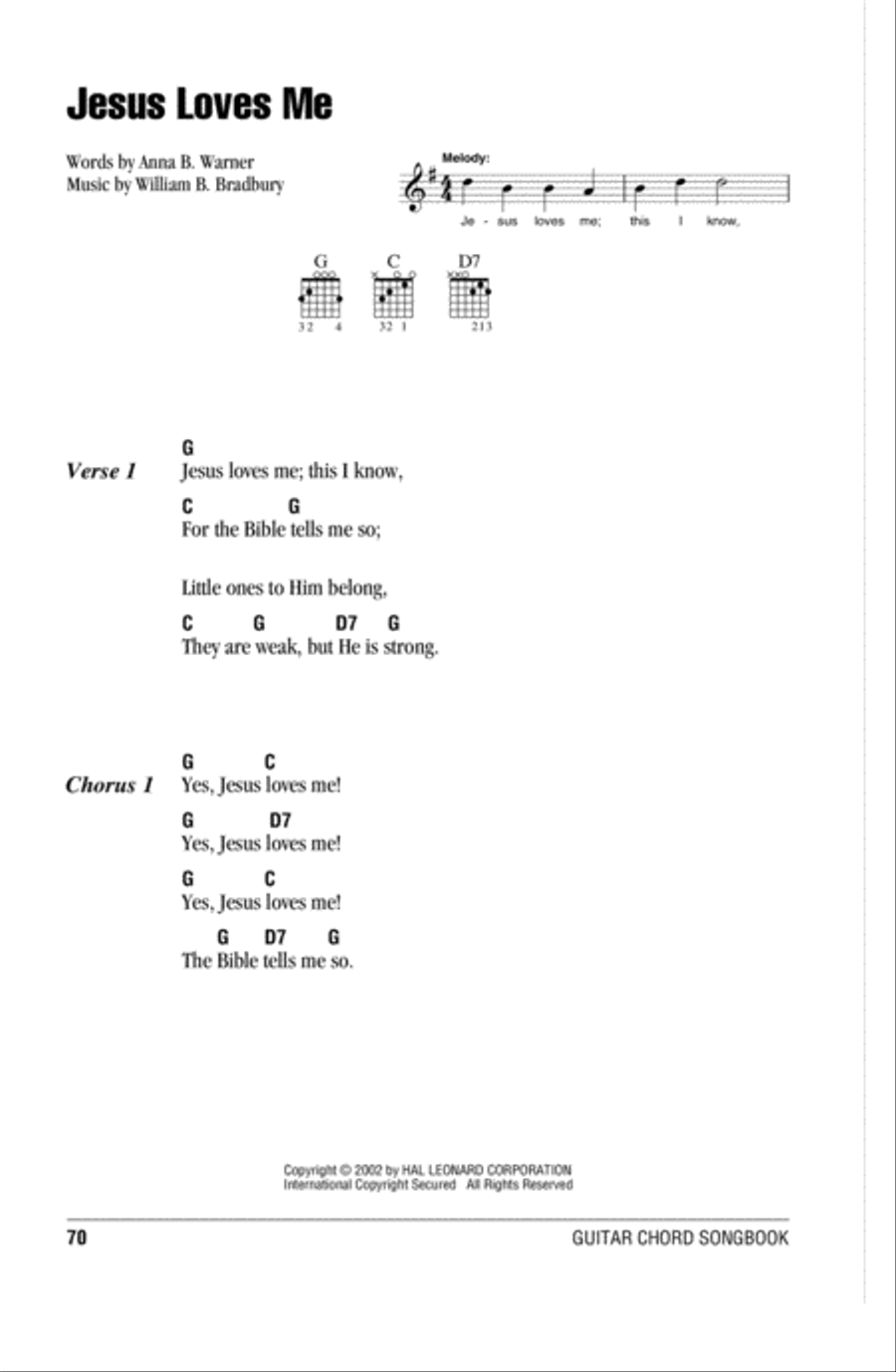 Jesus Loves Me Easy Guitar scores gallery preview page 1