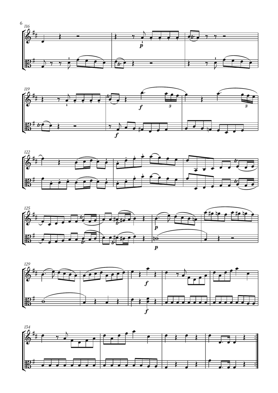 W. A. Mozart - Eine Kleine Nachtmusik (for French Horn and Viola) Horn scores gallery preview page 6