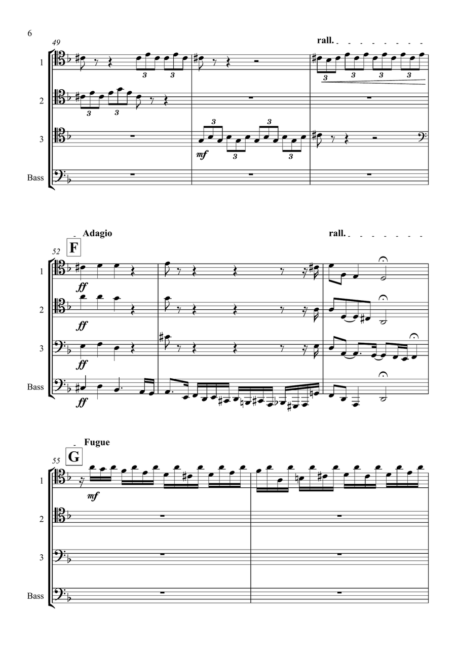 Toccata and Fugue in D Minor (Trombone Quartet) Trombone Quartet scores gallery preview page 6