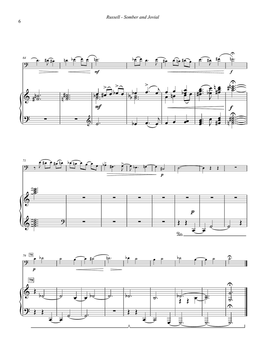Somber and Jovial for Trombone and Piano Piano scores gallery preview page 6