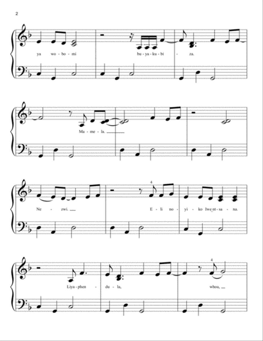 He Lives In You (from The Lion King 2019) Easy Piano scores gallery preview page 2