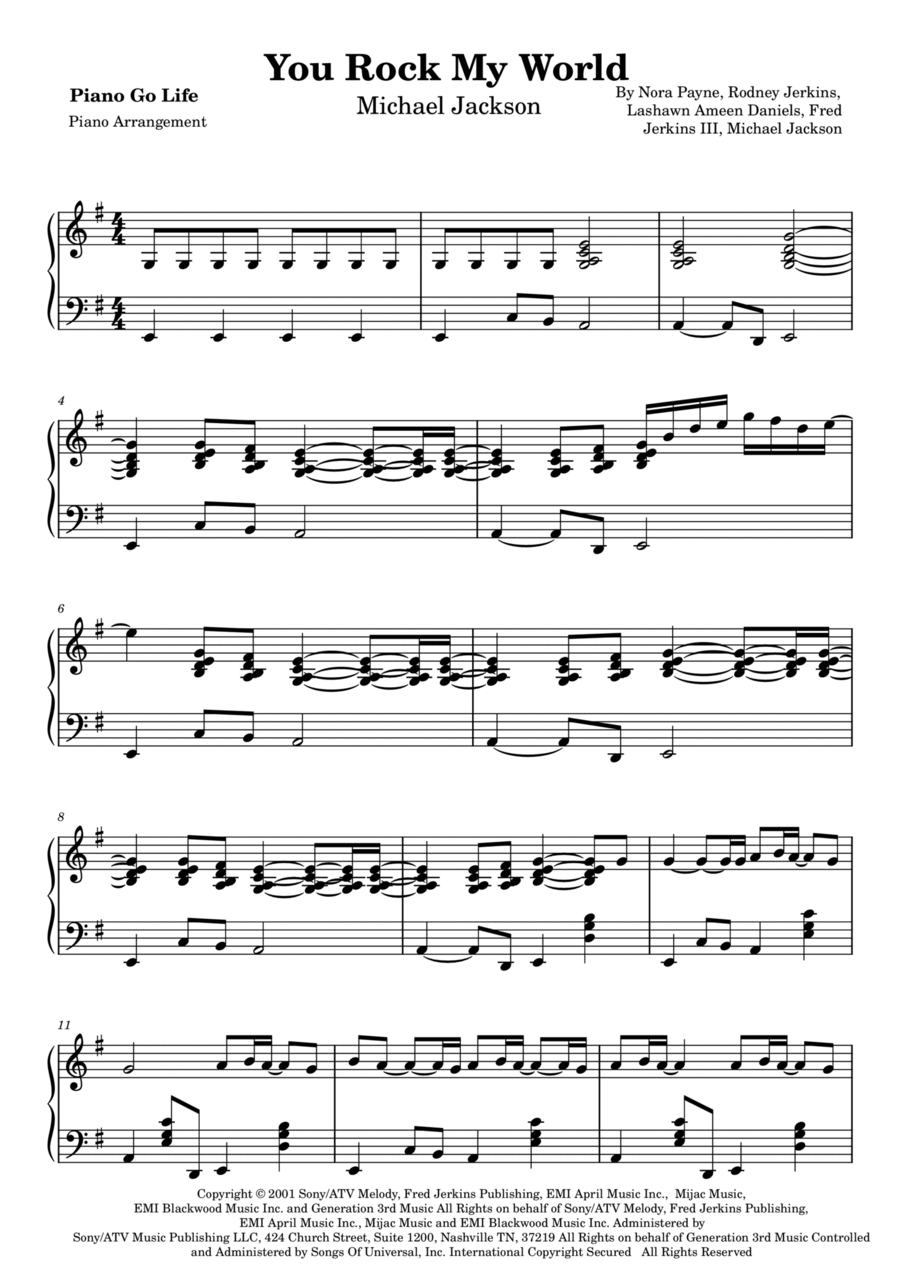 You Rock My World Piano Solo scores gallery preview page 1