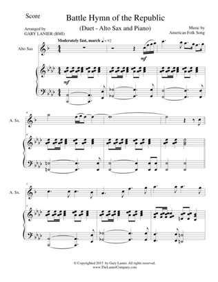 BATTLE HYMN OF THE REPUBLIC (Duet – Alto Sax and Piano/Score and Parts)