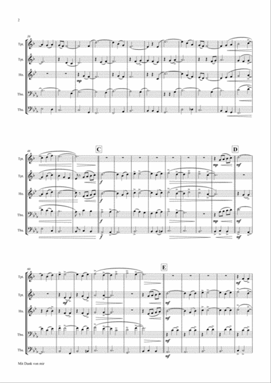 Mit Dank von mir - German Waltz - Oktoberfest - Brass Quintet Brass Quintet scores gallery preview page 2