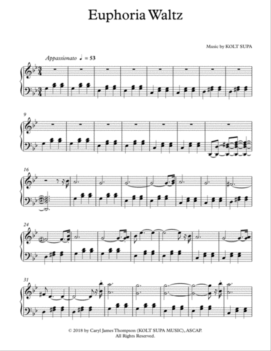 Euphoria Waltz Piano Solo scores gallery preview page 1