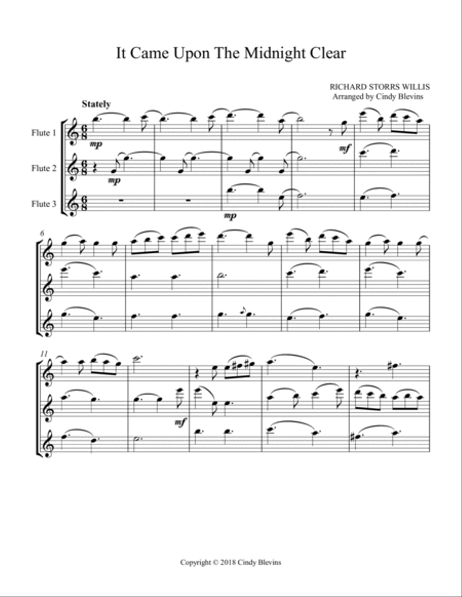 It Came Upon the Midnight Clear, for Flute Trio Flute Trio scores gallery preview page 2