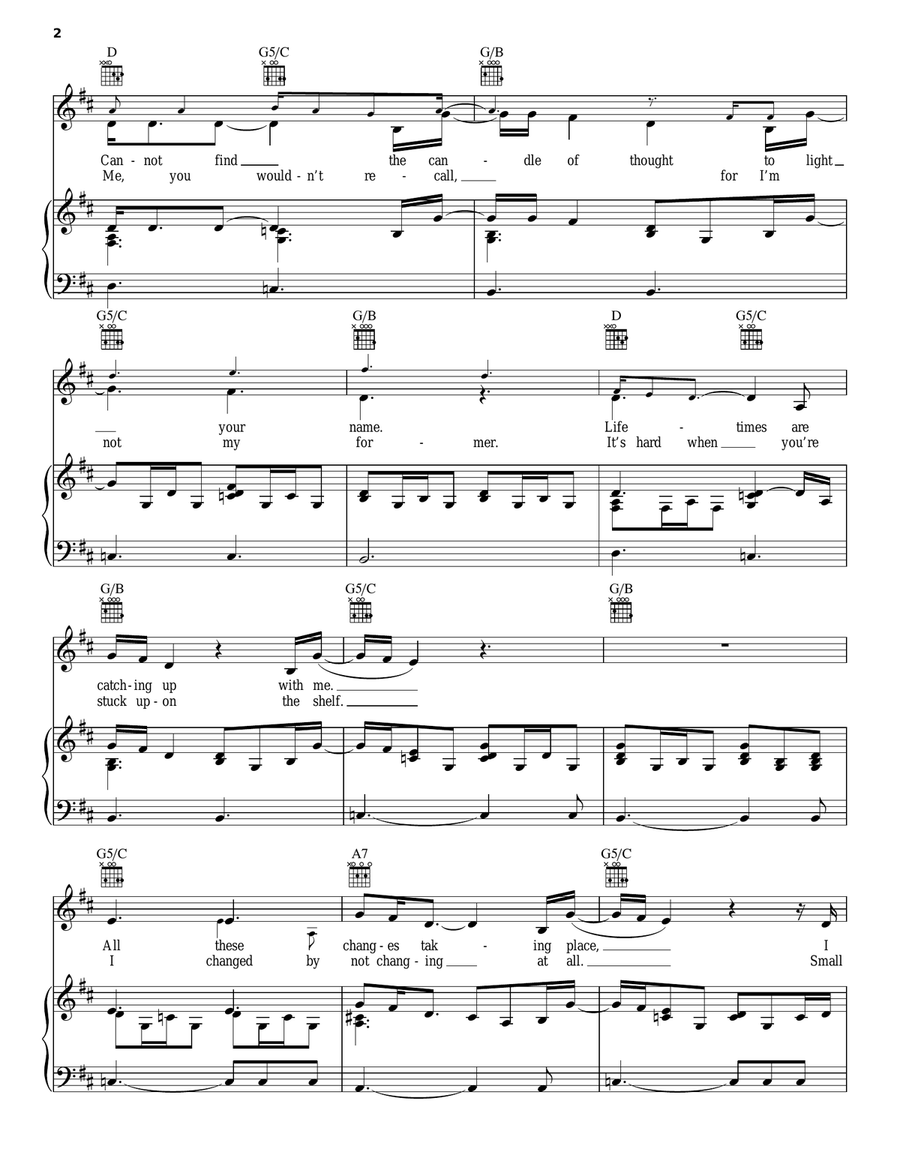 Elderly Woman Behind The Counter In A Small Town Piano, Vocal, Guitar scores gallery preview page 2