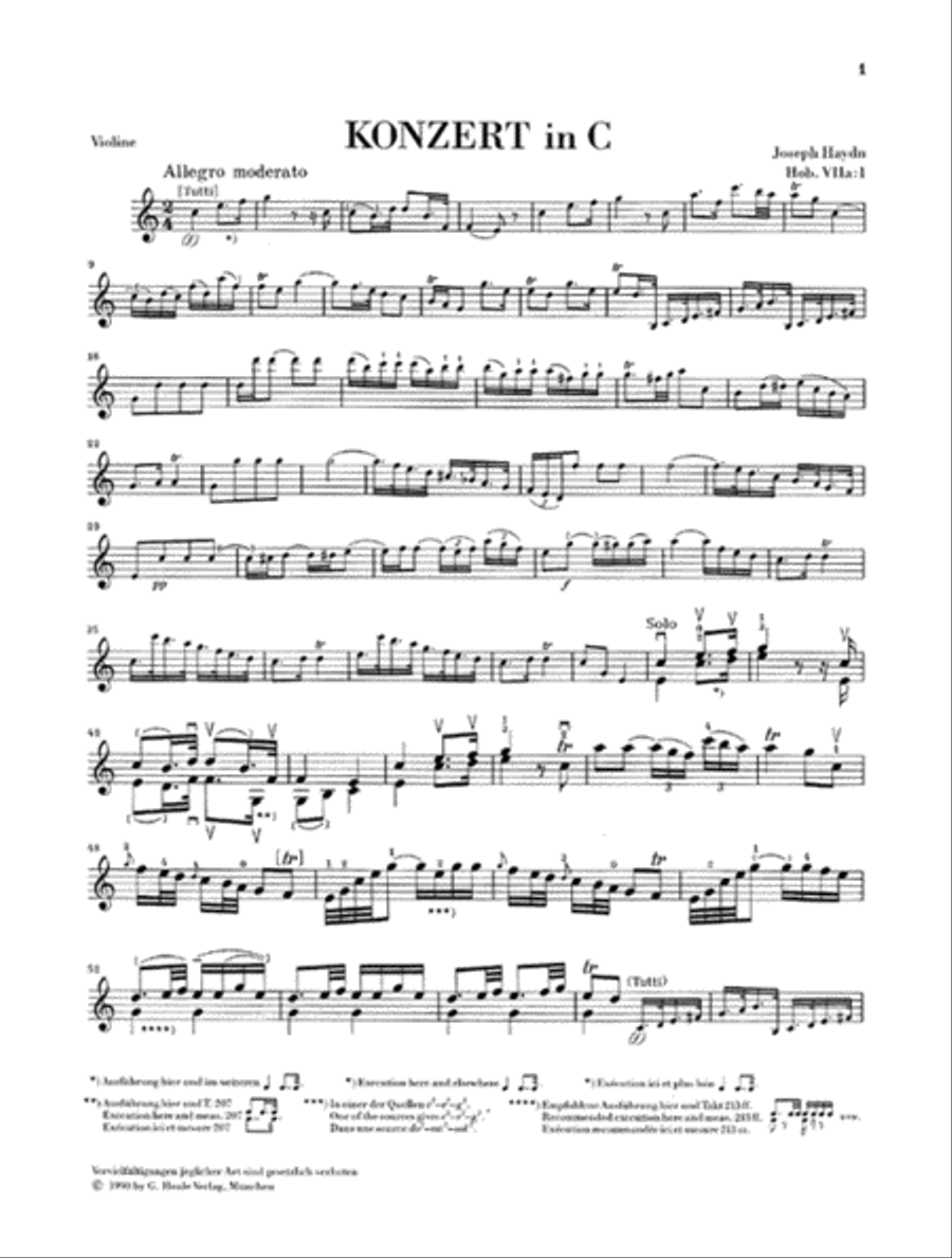 Concerto for Violin and Orchestra in C Major Hob. VIIa:1 Violin Solo scores gallery preview page 2