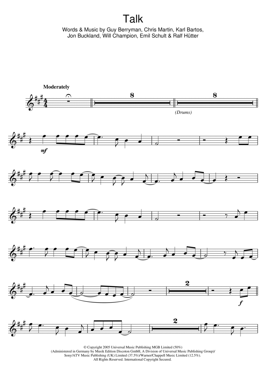 Talk Talk Piano scores gallery preview page 1