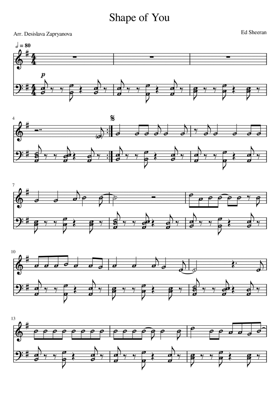 Shape Of You Shape Of You Easy Piano scores gallery preview page 1