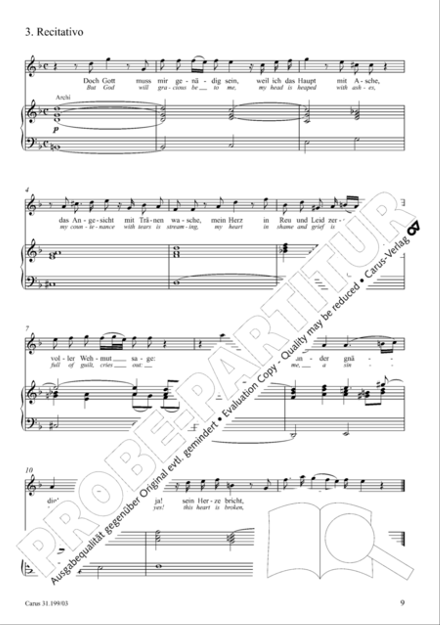 My heart is bathed in blood (Mein Herze schwimmt im Blut) Piccolo scores gallery preview page 10