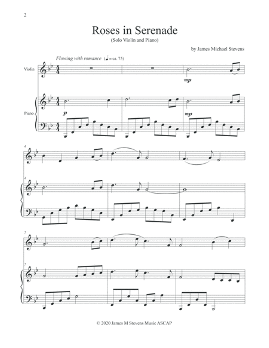 Roses in Serenade - Violin & Piano Violin Solo scores gallery preview page 2