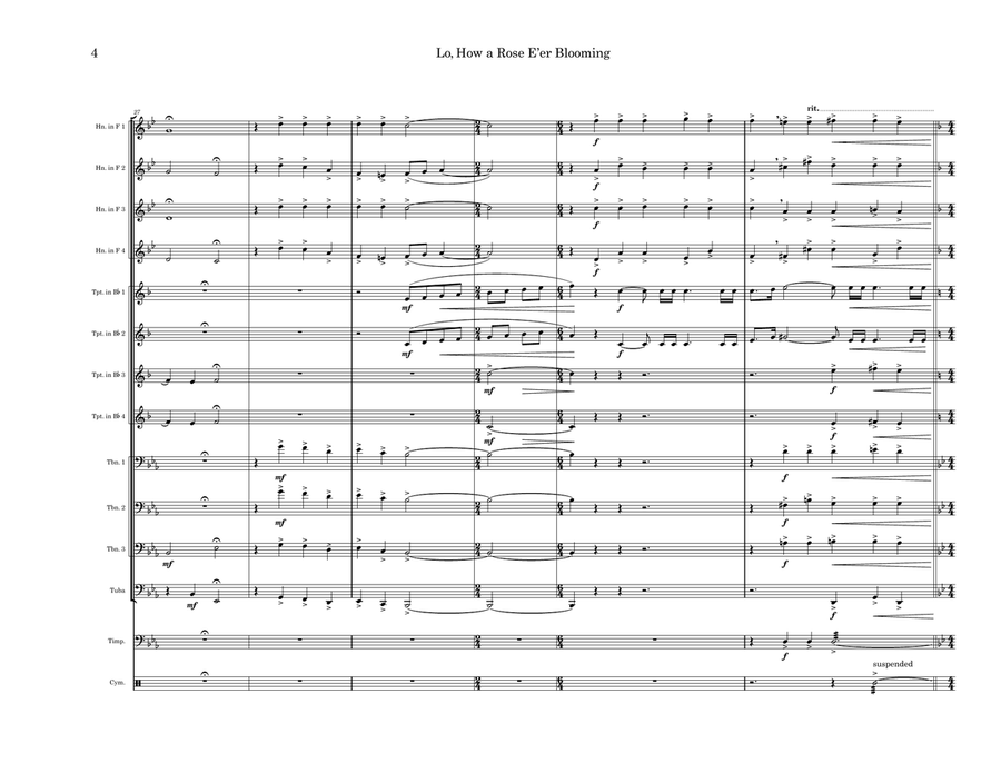 Lo, How a Rose E'er Blooming Brass Ensemble scores gallery preview page 4