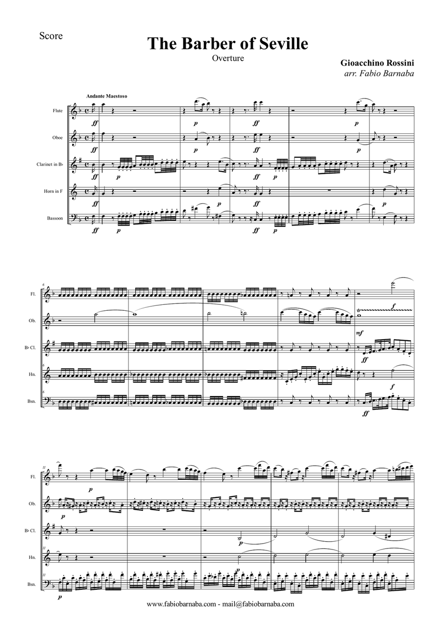The Barber of Seville - Overture for Woodwind Quintet Woodwind Quintet scores gallery preview page 2