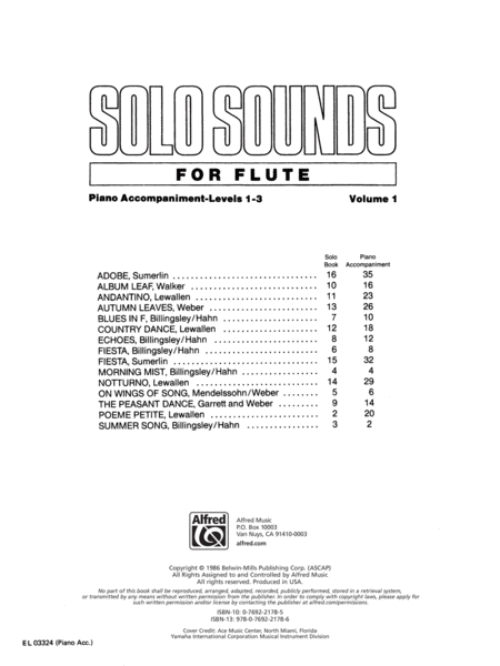 Solo Sounds for Flute, Volume 1